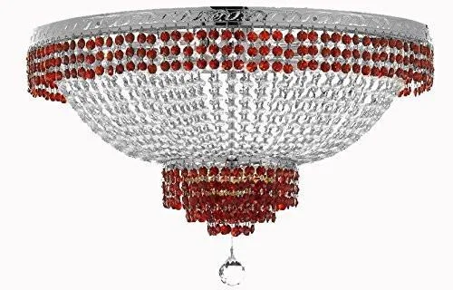 Chandeliers with Clear Crystal for a Sparkling EffectChandeliers with Clear Crystal for a Sparkling EffectFlush French Empire Crystal Chandelier Lighting Trimmed With Ruby Red Crystal Good For Dining Room Foyer Entryway Family Room And More H21" W30" - F93-B74/Cs/Flush/870/14