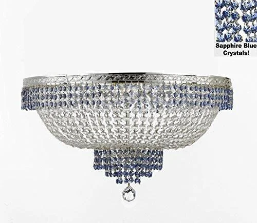 Chandeliers with Sputnik - Style Design for a Futuristic VibeChandeliers with Sputnik - Style Design for a Futuristic VibeFlush French Empire Crystal Chandelier Lighting Trimmed With Sapphire Blue Crystal Good For Dining Room Foyer Entryway Family Room And More H18" X W24" - F93-B83/Cs/Flush/870/9