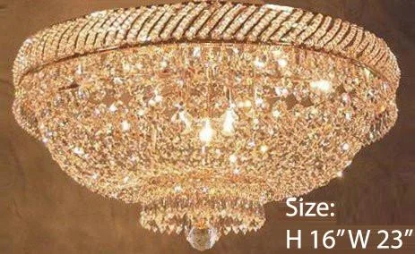 Chandeliers for High Ceilings to Fill Vertical SpaceChandeliers for High Ceilings to Fill Vertical SpaceFrench Empire Crystal Flush Basket Chandelier W/Swarovski Crystal H 16" W 23" - G93-Flush/Cg/448/9Sw