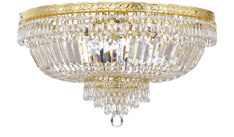 Chandeliers with Metal Frames in Silver FinishChandeliers with Metal Frames in Silver FinishFrench Empire Crystal Semi Flush Basket Chandelier Chandeliers Lighting H21" X W30" - F93-B8/FLUSH/CG/870/14