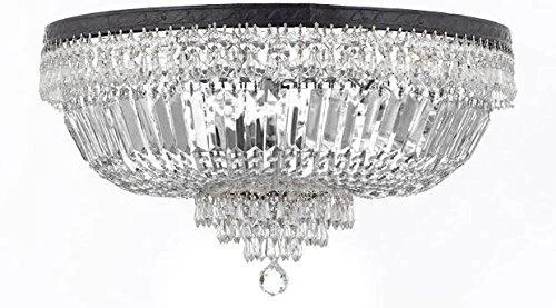 Mid - Century Modern Chandeliers for Vintage AppealMid - Century Modern Chandeliers for Vintage AppealFrench Empire Crystal Semi Flush Basket Chandelier Chandeliers Lighting With Dark Antique Finish H21" XW30" - F93-B8/FLUSH/CB/870/14
