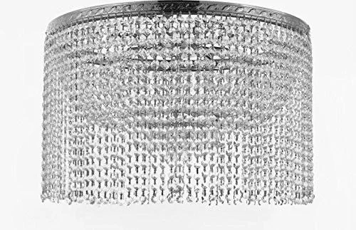 Chandeliers with Colored Glass for a Splash of ColorChandeliers with Colored Glass for a Splash of ColorFrench Empire Crystal Semi Flush Chandelier Chandeliers Lighting With Crystal Bead Shade / Curtain H19" X W24" - F93-Flush/B68/Cs/870/9