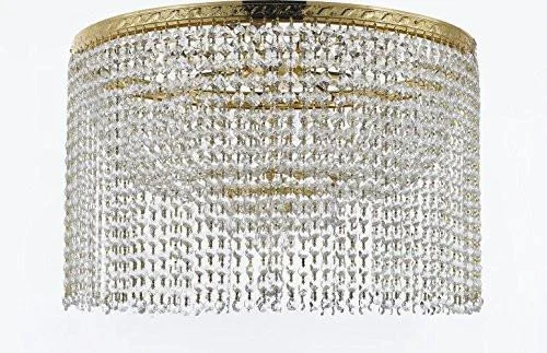 Chandeliers for High Ceilings to Fill Vertical SpaceChandeliers for High Ceilings to Fill Vertical SpaceFrench Empire Crystal Semi Flush Chandelier Chandeliers Lighting With Crystal Bead Shade / Curtain H19" X W24" - F93-Flush/B68/Cg/870/9
