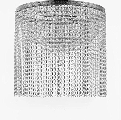 Chandeliers with Multiple Lights for Maximum IlluminationChandeliers with Multiple Lights for Maximum IlluminationFrench Empire Crystal Semi Flush Chandelier Lighting With Crystal Bead Shade / Curtain H26" X W24" - F93-Flush/B69/Cs/870/9