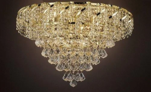 Chandeliers with Metal Frames in Silver FinishChandeliers with Metal Frames in Silver FinishFrench Empire Empress Crystal(Tm) Flush Chandelier Lighting H 18" W 26" - Cjd-Flush/B7/Cg/2173/26