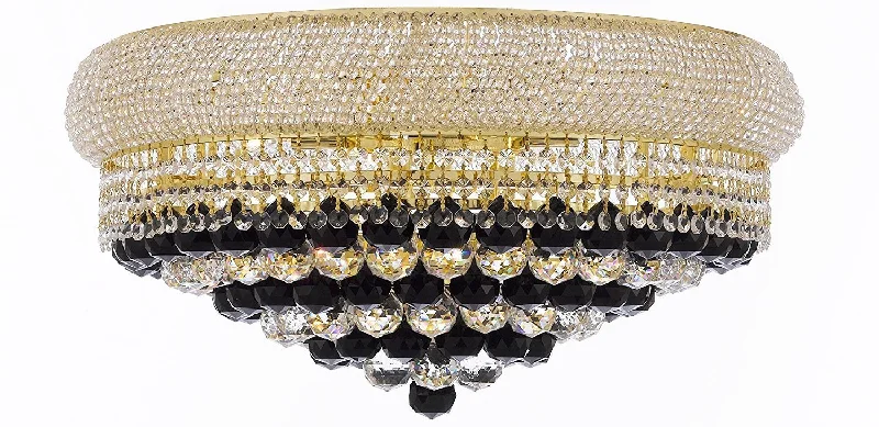 Chandeliers for Living Rooms to Create a Focal PointChandeliers for Living Rooms to Create a Focal PointFrench Empire Flush Crystal Chandelier Chandeliers H15" X W24" Dressed with Jet Black Crystal Balls - Good for Dining Room, Foyer, Entryway, Family Room and More - F93-B95/FLUSH/CG/542/15
