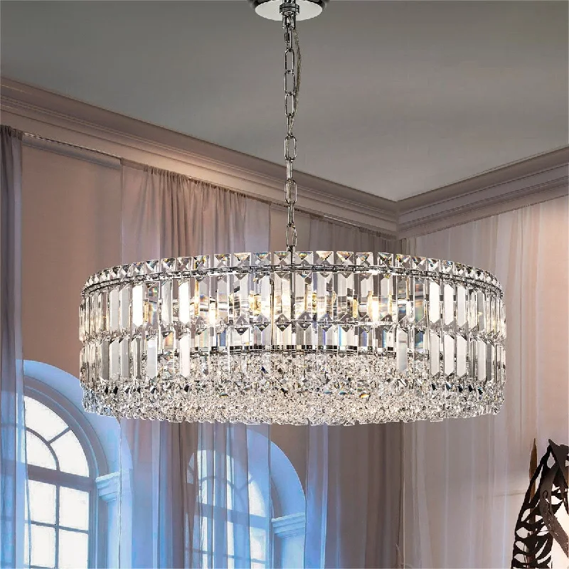 Chandeliers with Adjustable Arms for Directional LightingChandeliers with Adjustable Arms for Directional LightingKibly 8-Lights Modern Crystal Drum Chandelier Round Kitchen Island Light