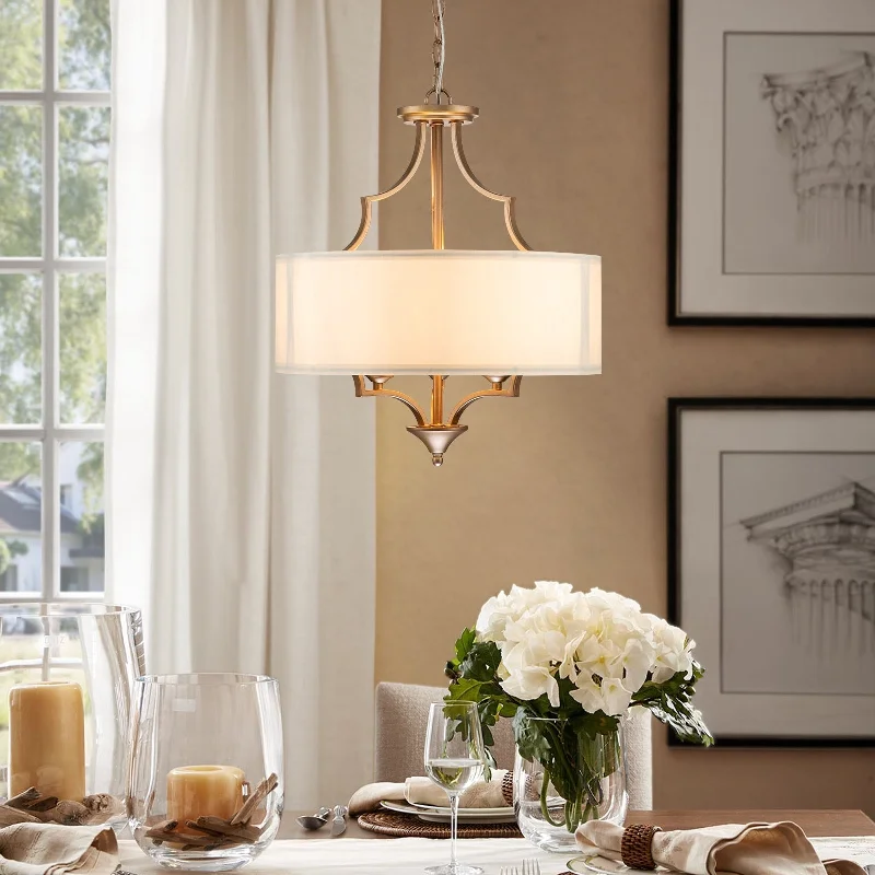 Chandeliers with Metal Frames in Bronze FinishChandeliers with Metal Frames in Bronze FinishModern 3 - Light Candle Style Drum Shaded Black/Gold Chandelier