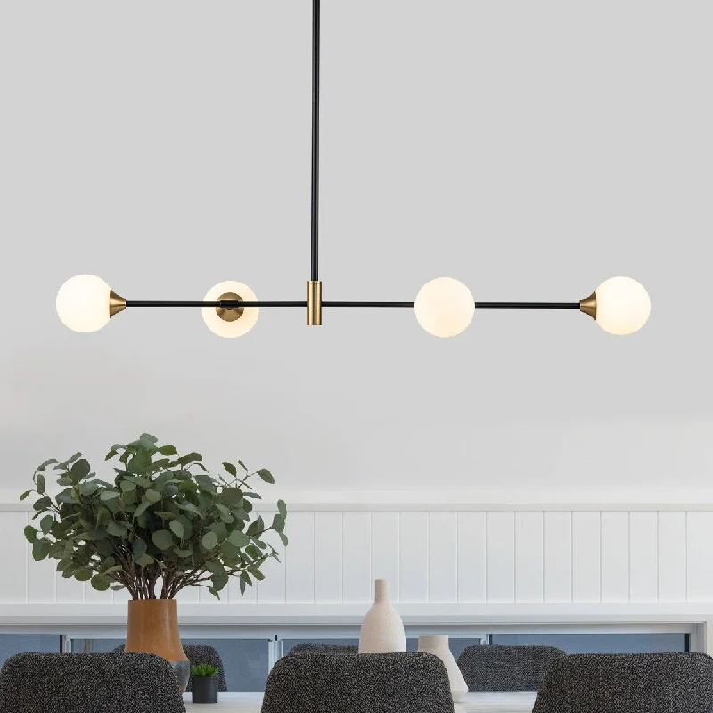 Chandeliers with Sputnik - Style Design for a Futuristic VibeChandeliers with Sputnik - Style Design for a Futuristic VibeModern 4 Light Linear Chandelier Kitchen Island Light with Glass Globe