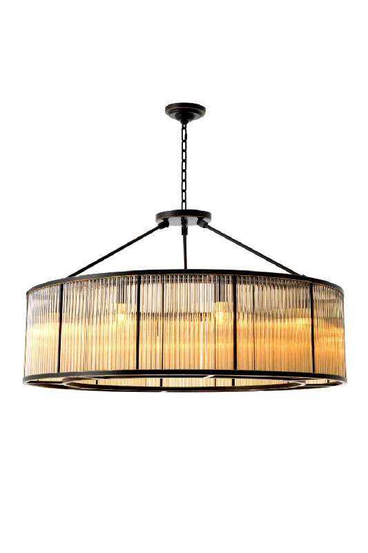 Chandeliers with Metal Frames in Black FinishChandeliers with Metal Frames in Black FinishVintage Glass Ceiling Lamp XL | Eichholtz Bernardi