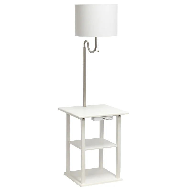 Rustic Farmhouse Style Floor Lamp for Cozy BedroomsRustic Farmhouse Style Floor Lamp for Cozy Bedrooms57" 2 Tier Lamp with 2 x USB Charging Ports & Power Outlet