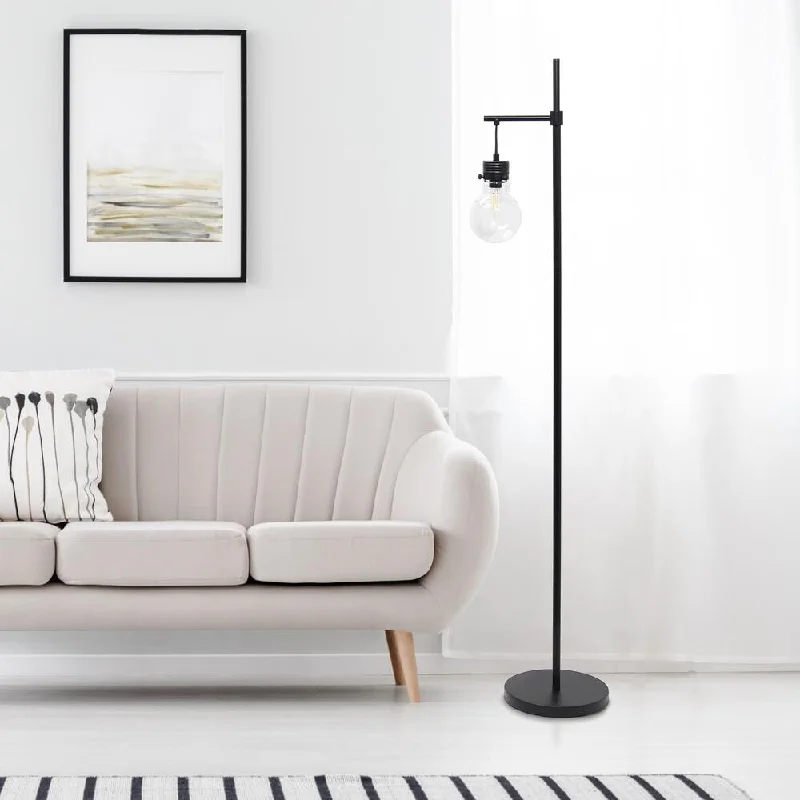 Glass Floor Lamp with Frosted Shades for Soft Diffused LightGlass Floor Lamp with Frosted Shades for Soft Diffused Light60"Modern Floor Lamp with Clear Glass Shade - N/A