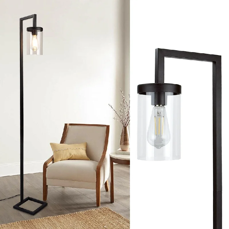 USB Charging Port Floor Lamp for Convenient Device ChargingUSB Charging Port Floor Lamp for Convenient Device Charging64" Modern Floor Lamp Industrial Standing Reading Lamp with Glass Shade for Bedroom Studying Room Office E26 Base Black