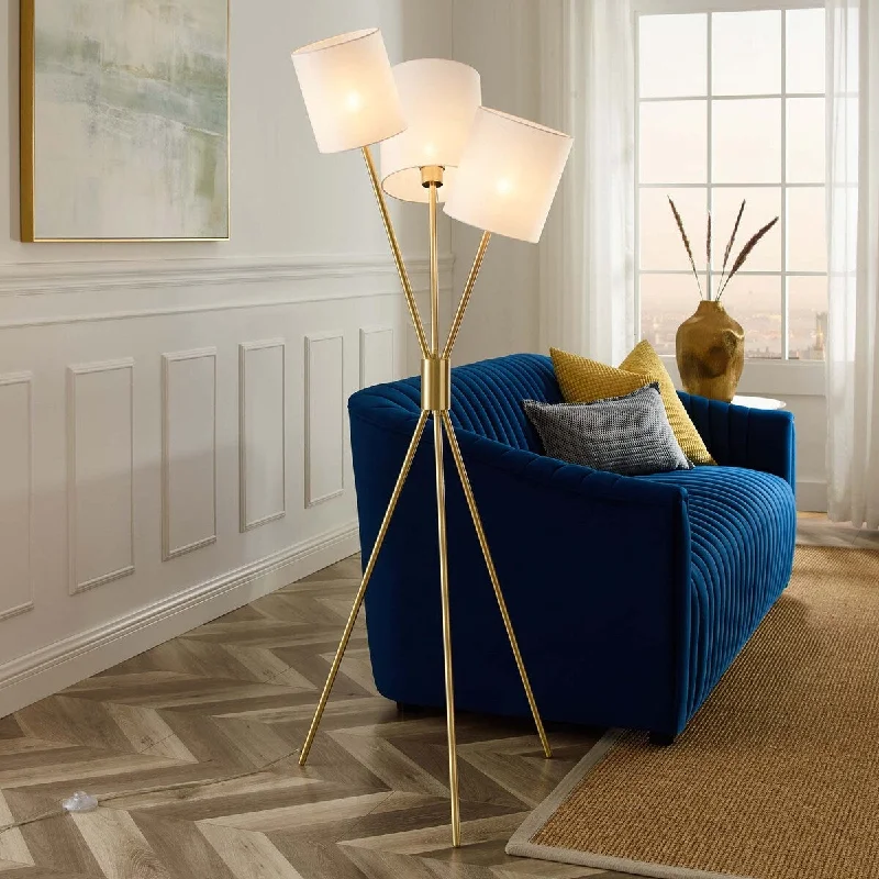 Glass Floor Lamp with Frosted Shades for Soft Diffused LightGlass Floor Lamp with Frosted Shades for Soft Diffused LightAlexa 3-Light Floor Lamp