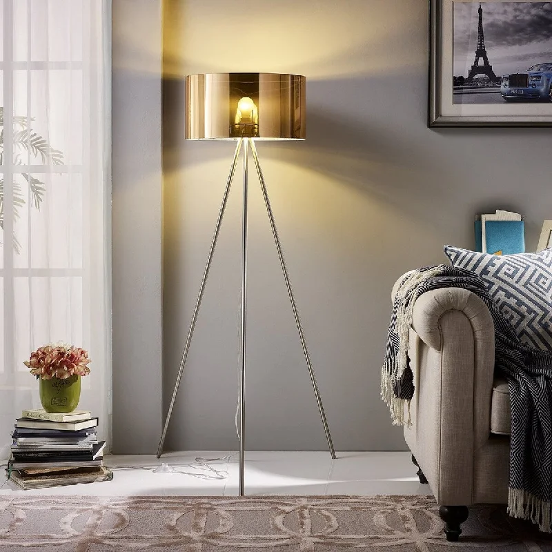 Victorian Style Floor Lamp for Traditional and Elegant InteriorsVictorian Style Floor Lamp for Traditional and Elegant Interiorsambiore. 61 inch Nickel Tripod Floor Lamp - Copper Acrylic Film Shade
