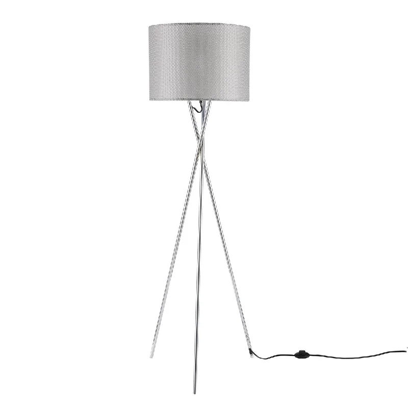Glass Floor Lamp with Frosted Shades for Soft Diffused LightGlass Floor Lamp with Frosted Shades for Soft Diffused Lightambiore. 61 inch Nickel Tripod Floor Lamp - Grey Mesh Shade