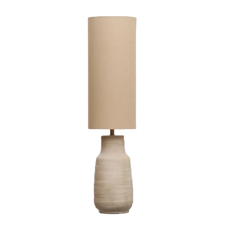 USB Charging Port Floor Lamp for Convenient Device ChargingUSB Charging Port Floor Lamp for Convenient Device ChargingCeramic Floor Lamp with Linen Shade - 11.0"L x 11.0"W x 44.5"H