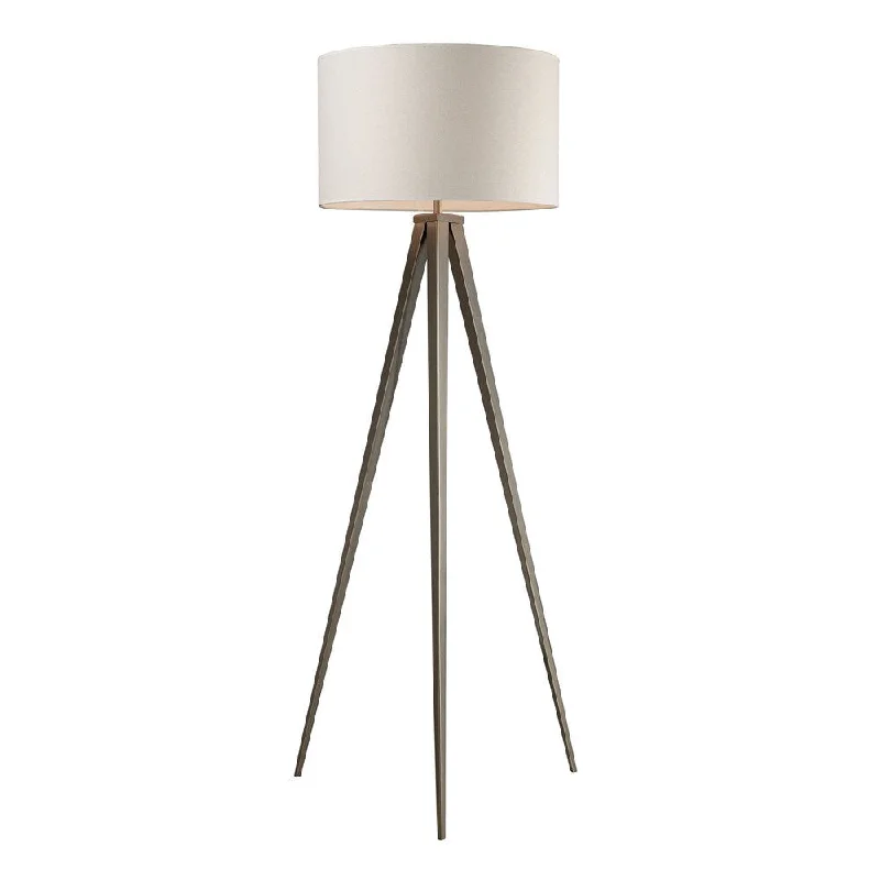Fabric Floor Lamp with a Linen Shade for a Relaxed AestheticFabric Floor Lamp with a Linen Shade for a Relaxed AestheticElk Home Salford Satin Nickel With Off White Shade 1 Light Floor Lamp