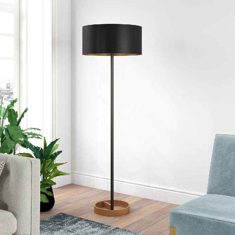 Smart Floor Lamp with Voice Control and Bluetooth ConnectivitySmart Floor Lamp with Voice Control and Bluetooth ConnectivityEstella Glam Matte Black and Brass Floor Lamp with Black Shade