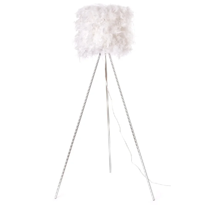 Fabric Floor Lamp with a Linen Shade for a Relaxed AestheticFabric Floor Lamp with a Linen Shade for a Relaxed AestheticEuro Style Collection Verona Feathered Floor Lamp (61 in.)