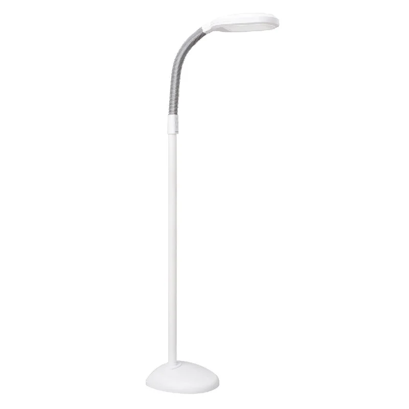 Smart Floor Lamp with Voice Control and Bluetooth ConnectivitySmart Floor Lamp with Voice Control and Bluetooth ConnectivityFull Spectrum LED Modern Floor Lamp with Adjustable Brightness, Flexible Gooseneck (White) - White