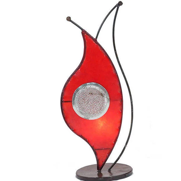 Fabric Floor Lamp with a Linen Shade for a Relaxed AestheticFabric Floor Lamp with a Linen Shade for a Relaxed AestheticHandmade Leather and Iron 'Amaryllis' Henna Table Lamp (Morocco)