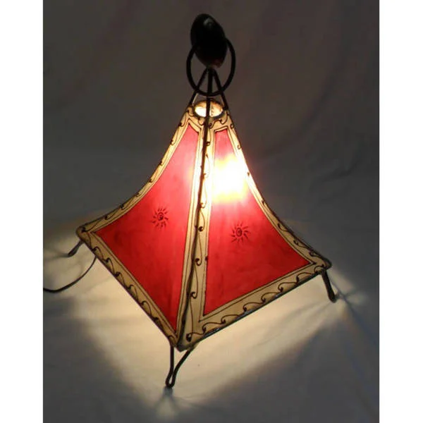 Wood Floor Lamp with Natural Grain for a Warm and Organic FeelWood Floor Lamp with Natural Grain for a Warm and Organic FeelHandmade Red Moroccan Argana Floor Lamp (Morocco)
