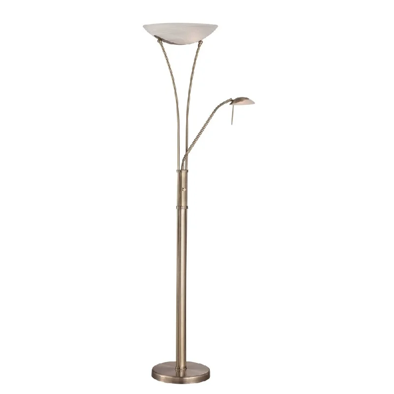 Glass Floor Lamp with Frosted Shades for Soft Diffused LightGlass Floor Lamp with Frosted Shades for Soft Diffused LightLite Source Avington Torchiere/ Reading Lamp, Brass