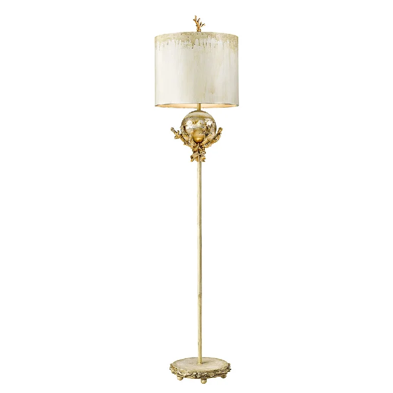 Industrial Style Floor Lamp with Exposed Bulbs for Loft ApartmentsIndustrial Style Floor Lamp with Exposed Bulbs for Loft ApartmentsLucas+Mckearn Lighting FL1183  Trellis Lamp Putty/Silver Leaf