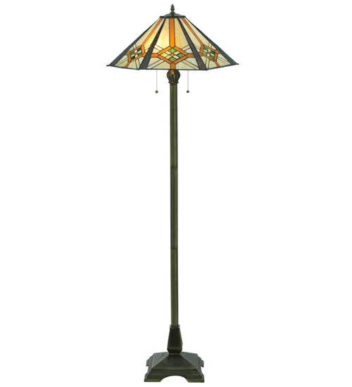 Glass Floor Lamp with Frosted Shades for Soft Diffused LightGlass Floor Lamp with Frosted Shades for Soft Diffused LightMeyda Tiffany Lighting 118694 Crosshairs Mission Two Light Floor Lamp Lamp Bronze / Dark