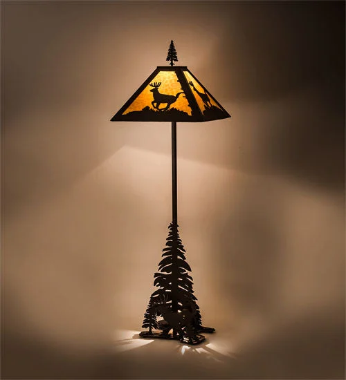 Wood Floor Lamp with Natural Grain for a Warm and Organic FeelWood Floor Lamp with Natural Grain for a Warm and Organic FeelMeyda Tiffany Lighting 13260 Lone Deer Two Light Floor Lamp Lamp Bronze / Dark