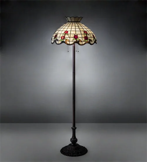 USB Charging Port Floor Lamp for Convenient Device ChargingUSB Charging Port Floor Lamp for Convenient Device ChargingMeyda Tiffany Lighting 153948 Roseborder Three Light Floor Lamp Lamp Bronze / Dark