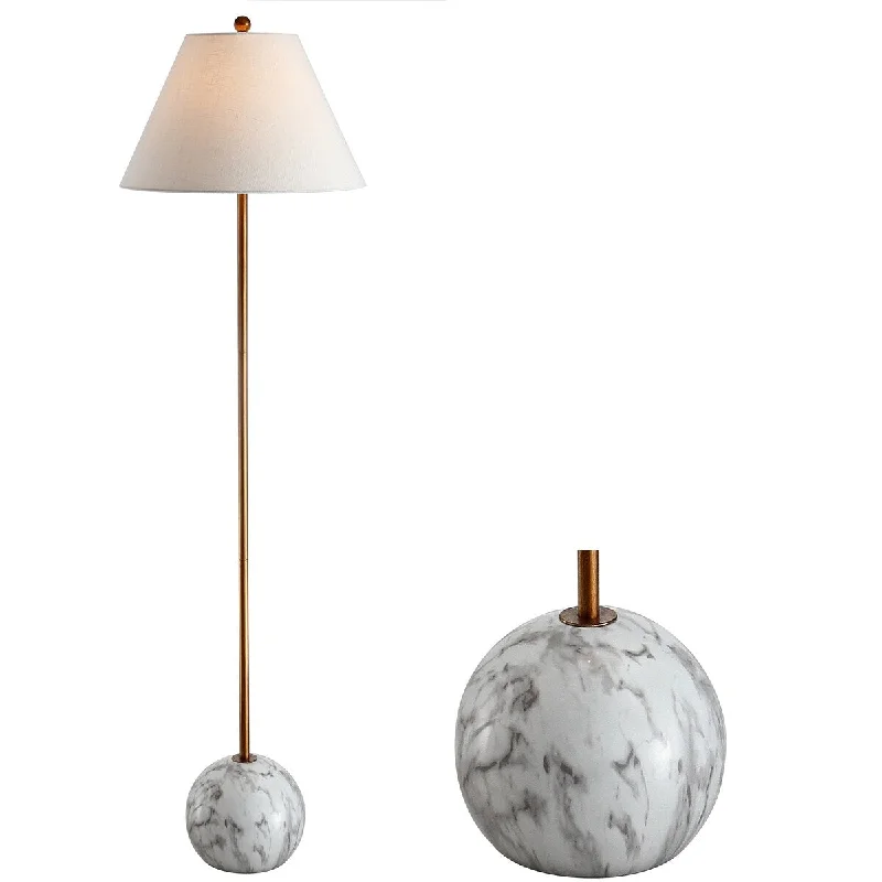 Rustic Farmhouse Style Floor Lamp for Cozy BedroomsRustic Farmhouse Style Floor Lamp for Cozy BedroomsMiami 63.5" Minimalist Resin/Metal LED Floor Lamp, Gold/White by JONATHAN Y