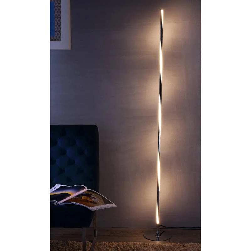 USB Charging Port Floor Lamp for Convenient Device ChargingUSB Charging Port Floor Lamp for Convenient Device ChargingPilar 63.75" LED Integrated Floor Lamp, Chrome by JONATHAN Y - 63.75" H x 7.88" W x 7.88" D