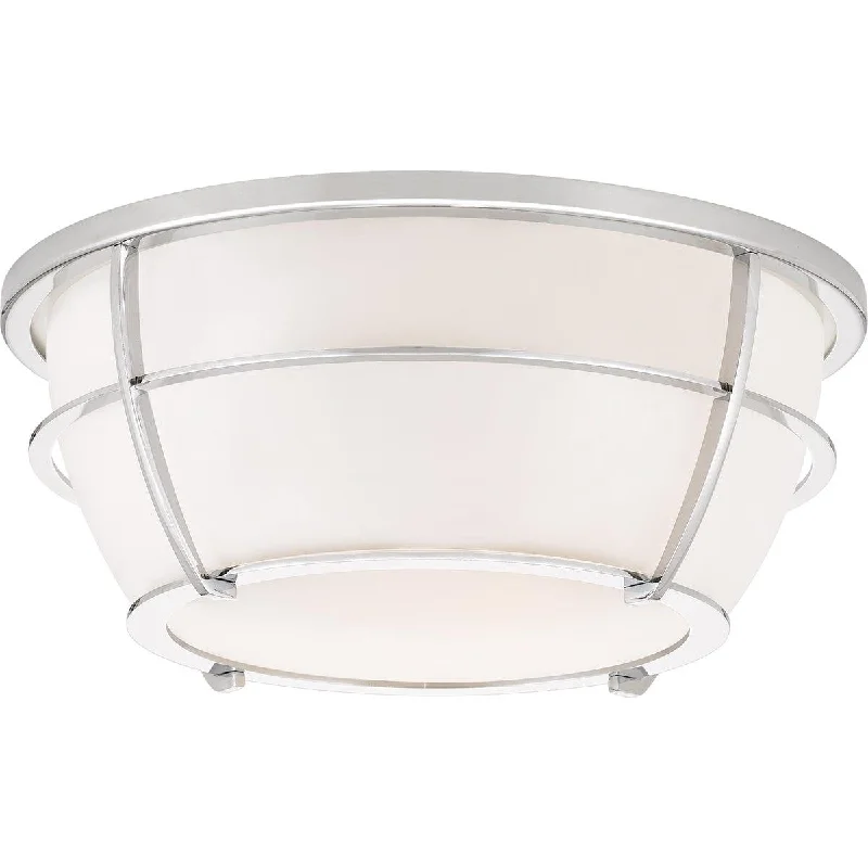 Glass Floor Lamp with Frosted Shades for Soft Diffused LightGlass Floor Lamp with Frosted Shades for Soft Diffused LightQuoizel Chance 2 Light Flush Chrome Bathroom Ceiling Light