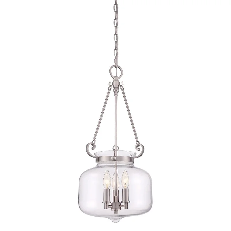 Glass Floor Lamp with Frosted Shades for Soft Diffused LightGlass Floor Lamp with Frosted Shades for Soft Diffused LightQuoizel Stewart 3 Light Brushed Nickel Ceiling Pendant Light