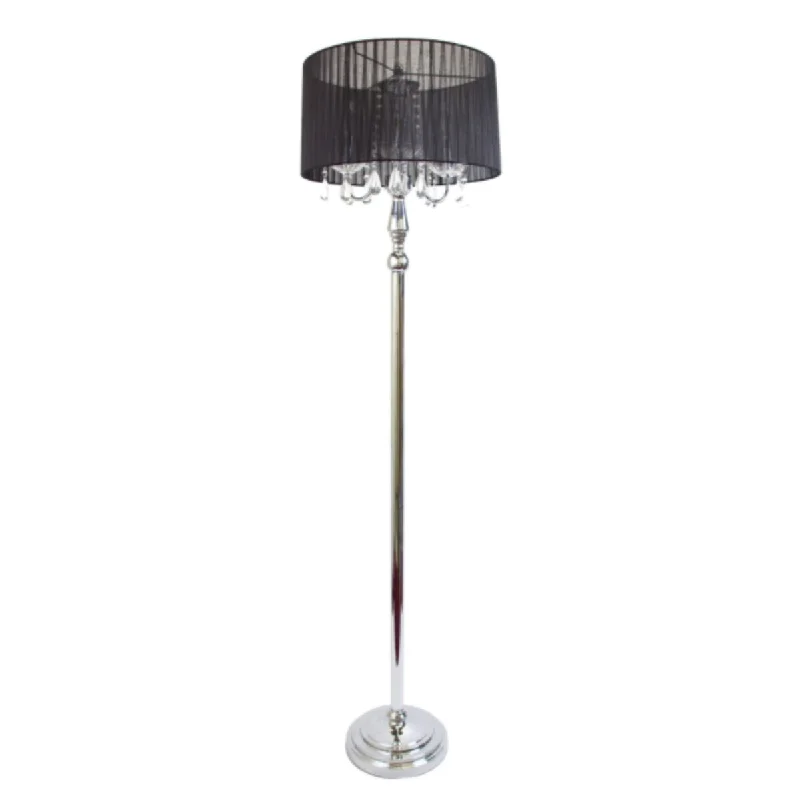Victorian Style Floor Lamp for Traditional and Elegant InteriorsVictorian Style Floor Lamp for Traditional and Elegant InteriorsTrendy Romantic Sheer Shade Floor Lamp with Hanging Crystals - Black