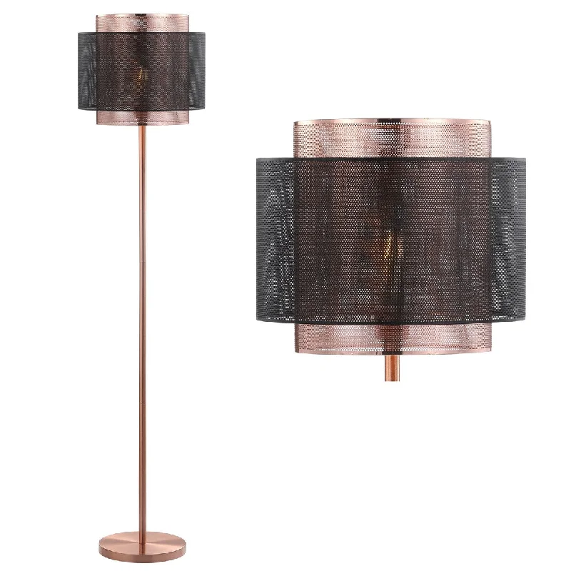 Wood Floor Lamp with Natural Grain for a Warm and Organic FeelWood Floor Lamp with Natural Grain for a Warm and Organic FeelTribeca 60.5" Metal LED Floor Lamp, Copper/Black by JONATHAN Y - 60.5" H x 13.75" W x 13.75" D