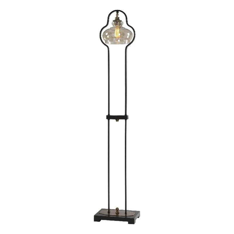 Fabric Floor Lamp with a Linen Shade for a Relaxed AestheticFabric Floor Lamp with a Linen Shade for a Relaxed AestheticUttermost 28158-1 Cotulla Amber Glass Floor Lamp