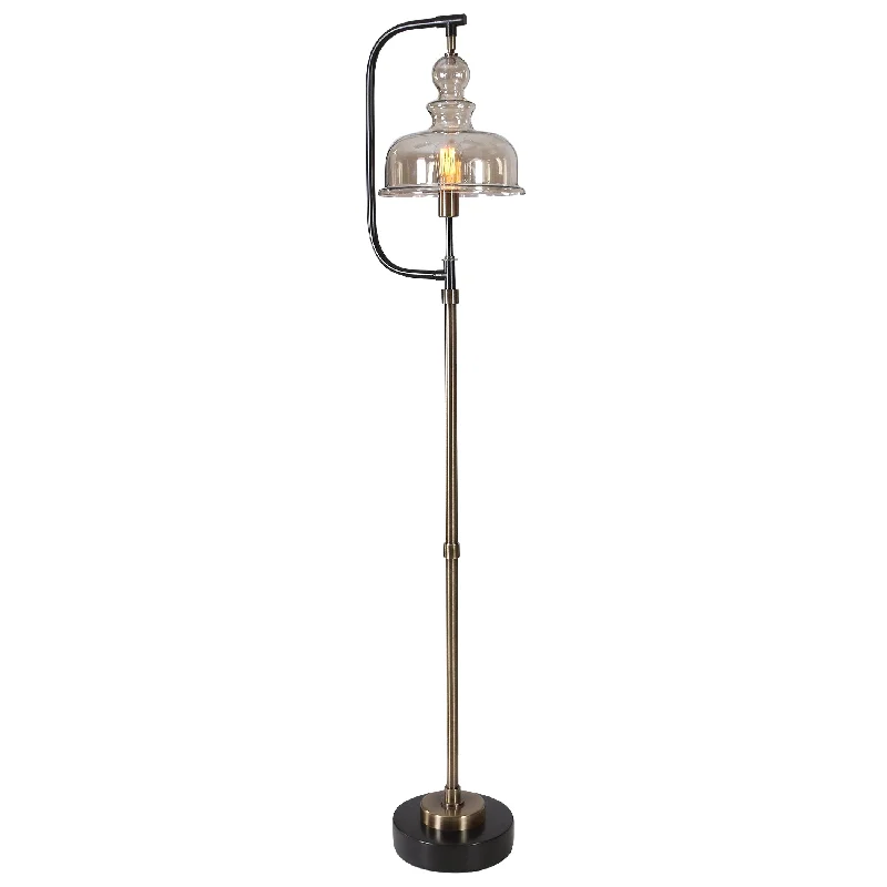 Glass Floor Lamp with Frosted Shades for Soft Diffused LightGlass Floor Lamp with Frosted Shades for Soft Diffused LightUttermost 28193-1 Elieser Industrial Floor Lamp
