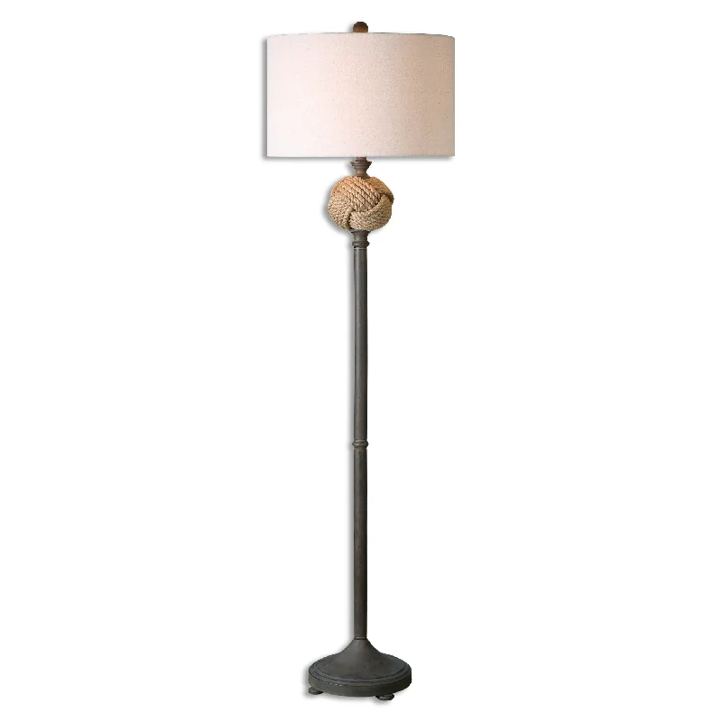 Fabric Floor Lamp with a Linen Shade for a Relaxed AestheticFabric Floor Lamp with a Linen Shade for a Relaxed AestheticUttermost 28260-1 Higgins Rope Sphere Floor Lamp