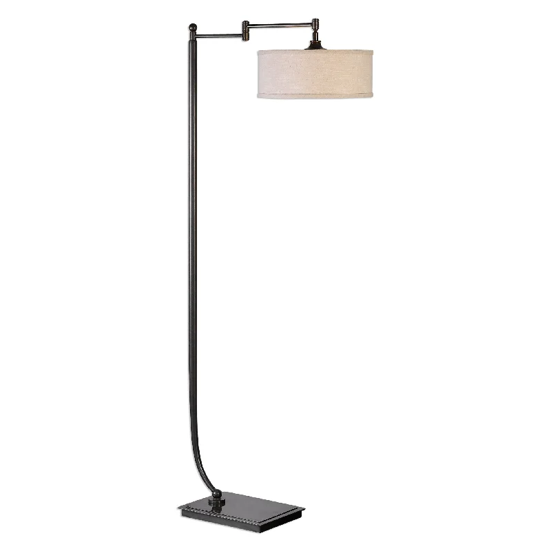 Fabric Floor Lamp with a Linen Shade for a Relaxed AestheticFabric Floor Lamp with a Linen Shade for a Relaxed AestheticUttermost 28080-1 Lamine Dark Bronze Floor Lamp