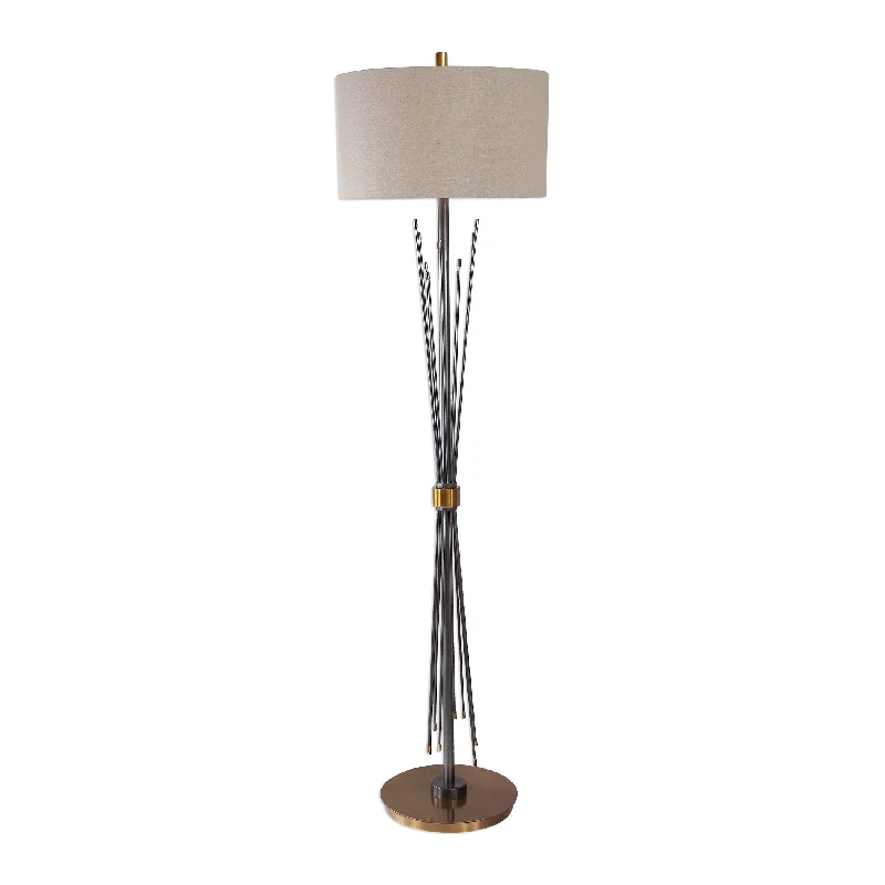 Fabric Floor Lamp with a Linen Shade for a Relaxed AestheticFabric Floor Lamp with a Linen Shade for a Relaxed AestheticUttermost 28185 Poloma Steel Rods Floor Lamp