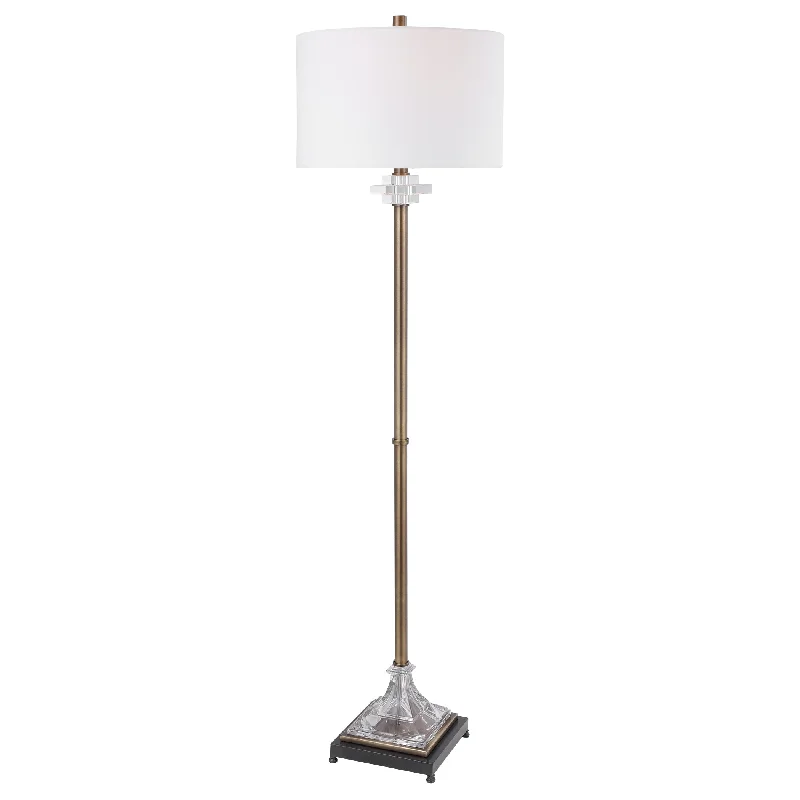 Fabric Floor Lamp with a Linen Shade for a Relaxed AestheticFabric Floor Lamp with a Linen Shade for a Relaxed AestheticUttermost 28329-1 Rafferty Brass Floor Lamp