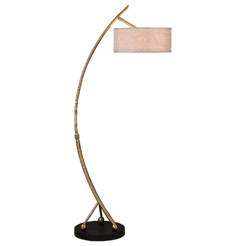 Rustic Farmhouse Style Floor Lamp for Cozy BedroomsRustic Farmhouse Style Floor Lamp for Cozy BedroomsUttermost 28089-1 Vardar Curved Brass Floor Lamp