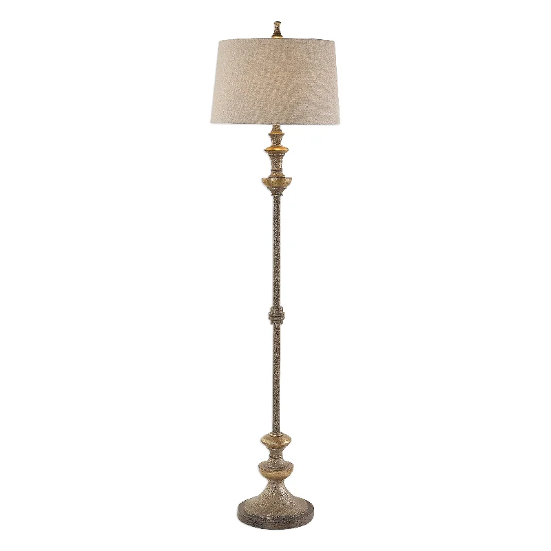 Wood Floor Lamp with Natural Grain for a Warm and Organic FeelWood Floor Lamp with Natural Grain for a Warm and Organic FeelUttermost 28180-1 Vetralla Silver Bronze Floor Lamp
