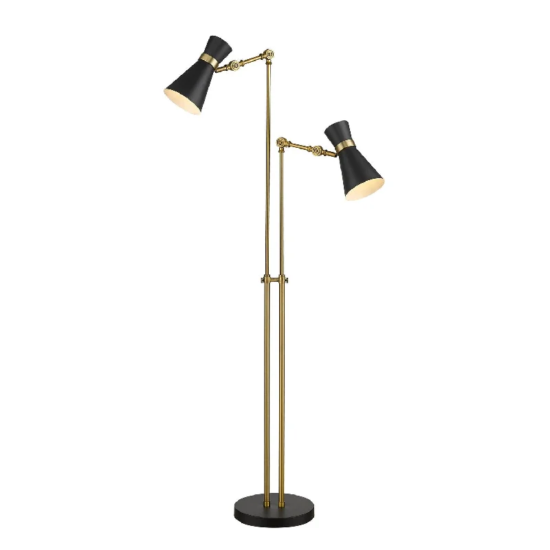 Industrial Style Floor Lamp with Exposed Bulbs for Loft ApartmentsIndustrial Style Floor Lamp with Exposed Bulbs for Loft ApartmentsZ-Lite Lighting 728FL-MB-HBR  Soriano Lamp Matte Black/Heritage Brass