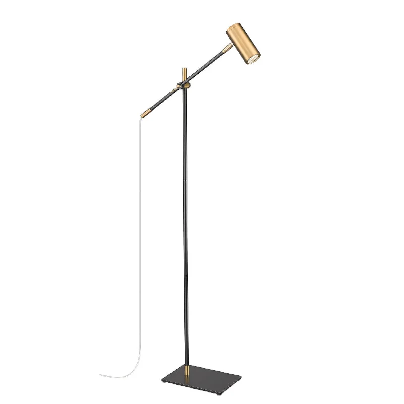 Wood Floor Lamp with Natural Grain for a Warm and Organic FeelWood Floor Lamp with Natural Grain for a Warm and Organic FeelZ-Lite Lighting 814FL-MB-OBR  Calumet Lamp Matte Black/Olde Brass
