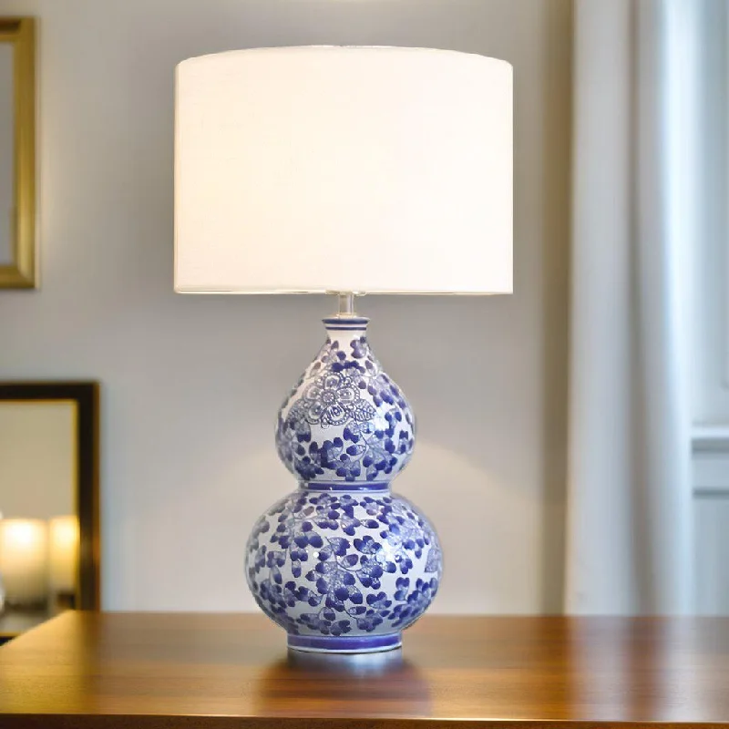 rustic farmhouse table lamps for cozy kitchensrustic farmhouse table lamps for cozy kitchensChloe Oriental Ceramic Table Lamp - Blue and White, Linen Shade, 640mm High, PL0064