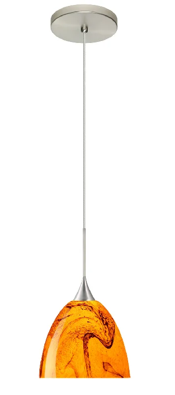 Glass Ceiling Lights with Frosted, Colored, or Etched GlassGlass Ceiling Lights with Frosted, Colored, or Etched GlassBesa Sasha 1XT-7570HB-SN Pendant Light - Satin Nickel